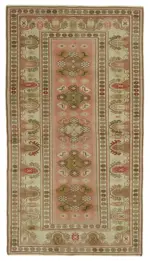 Anadolu Eskitme Bej Pamuk Üzerine Yün El Dokuma Halı-130x238