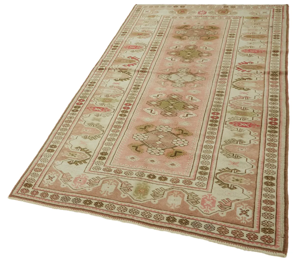 Anadolu Eskitme Bej Pamuk Üzerine Yün El Dokuma Halı-130x238 - Görsel 3