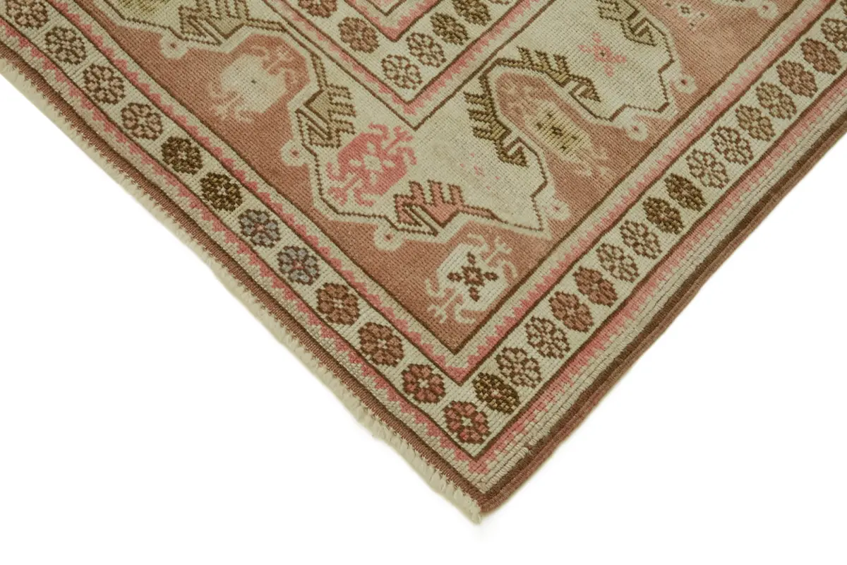 Anadolu Eskitme Bej Pamuk Üzerine Yün El Dokuma Halı-130x238 - Görsel 4