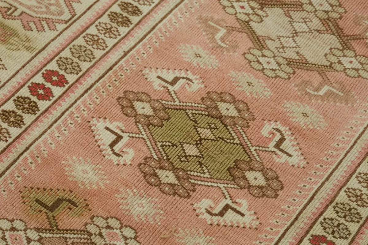 Anadolu Eskitme Bej Pamuk Üzerine Yün El Dokuma Halı-130x238 - Görsel 5