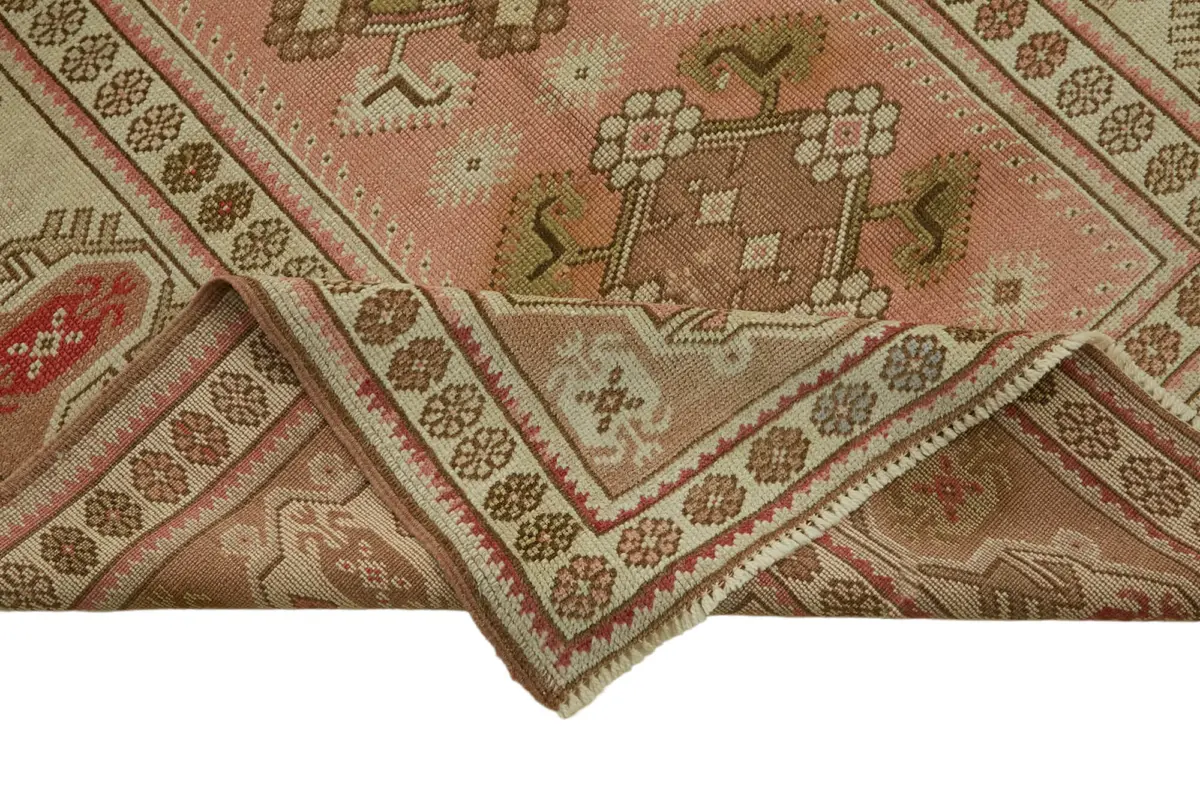 Anadolu Eskitme Bej Pamuk Üzerine Yün El Dokuma Halı-130x238 - Görsel 6