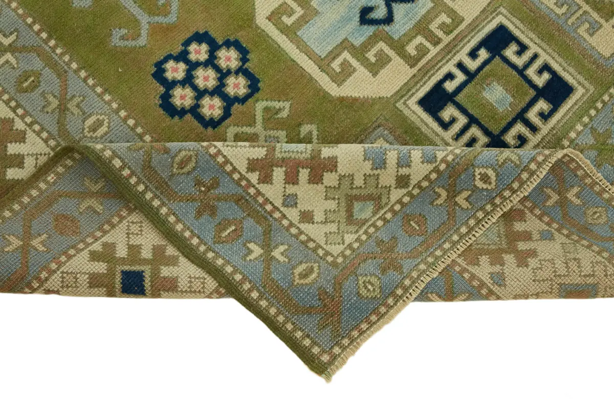 Anadolu Eskitme Bej Pamuk Üzerine Yün El Dokuma Halı-142x212 - Görsel 6