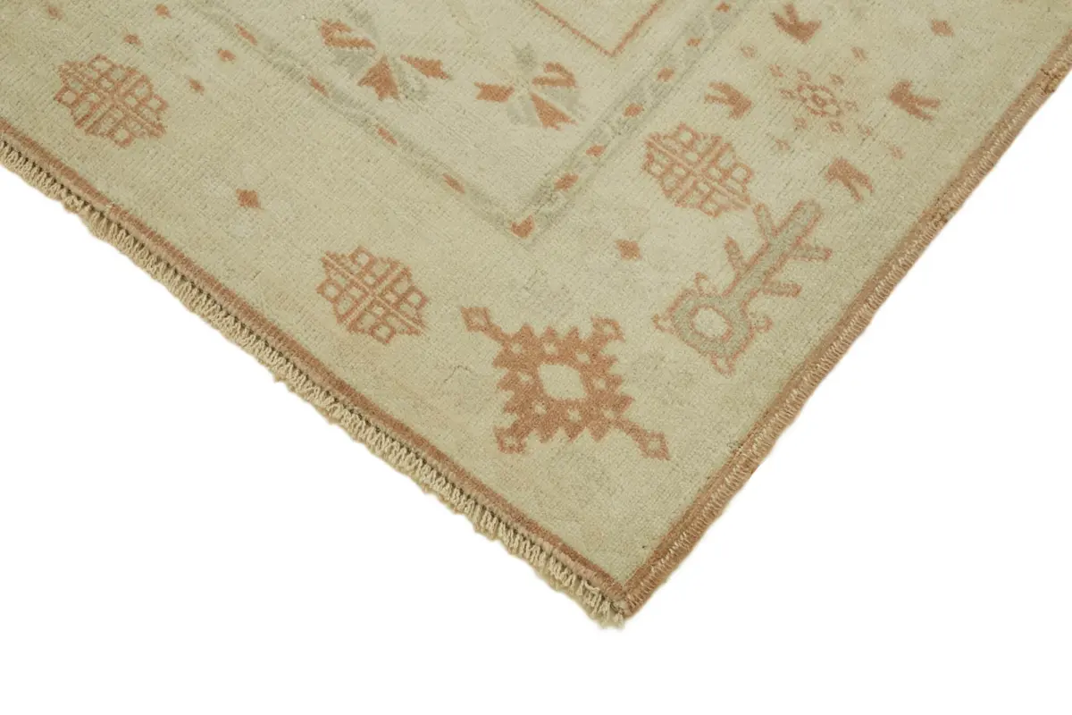 Anadolu Eskitme Bej Pamuk Üzerine Yün El Dokuma Halı-122x186 - Görsel 4