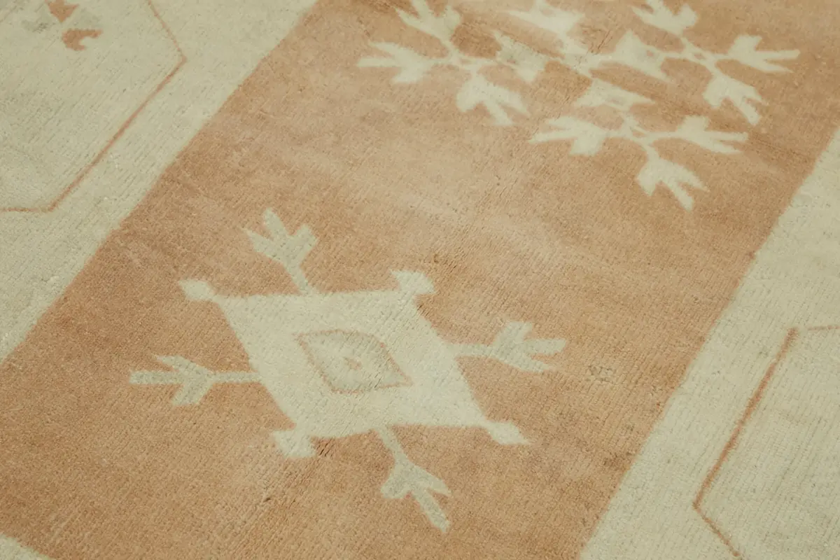 Anadolu Eskitme Bej Pamuk Üzerine Yün El Dokuma Halı-122x186 - Görsel 5