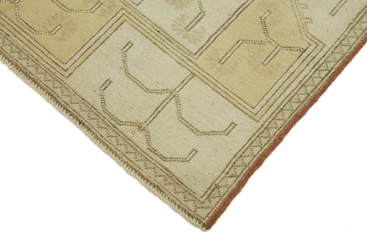 Anadolu Eskitme Bej Pamuk Üzerine Yün El Dokuma Halı-120x215 - Görsel 4