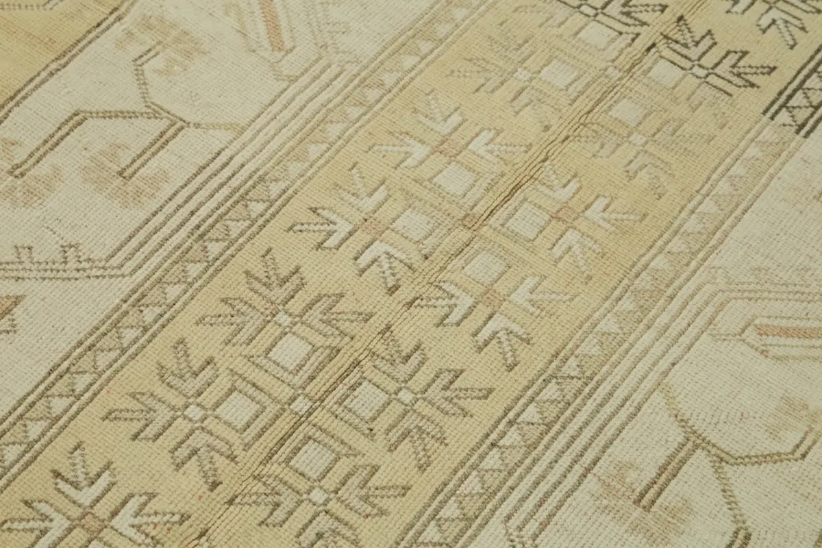 Anadolu Eskitme Bej Pamuk Üzerine Yün El Dokuma Halı-120x215 - Görsel 5