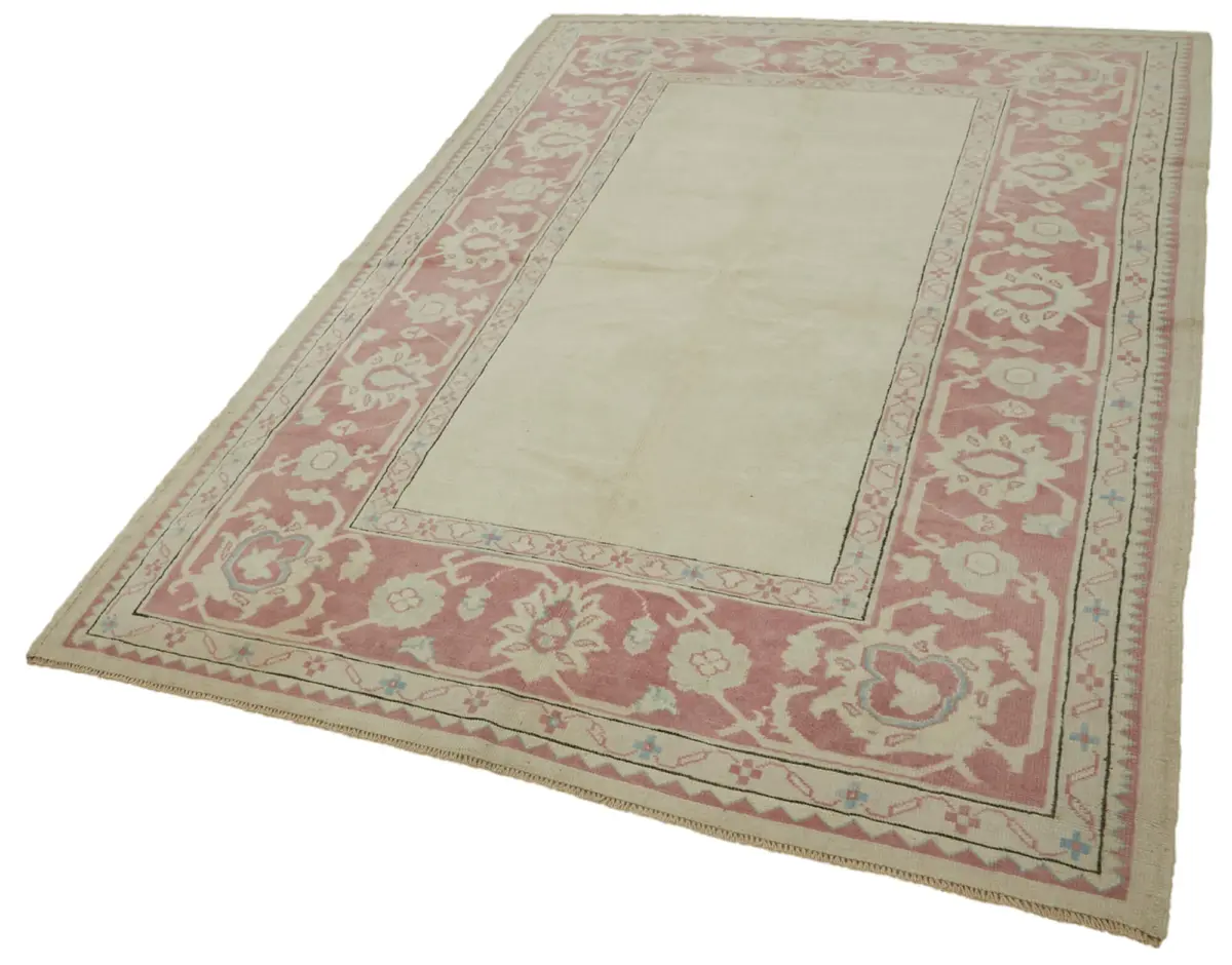 Anadolu Eskitme Bej Pamuk Üzerine Yün El Dokuma Halı-162x237 - Görsel 3