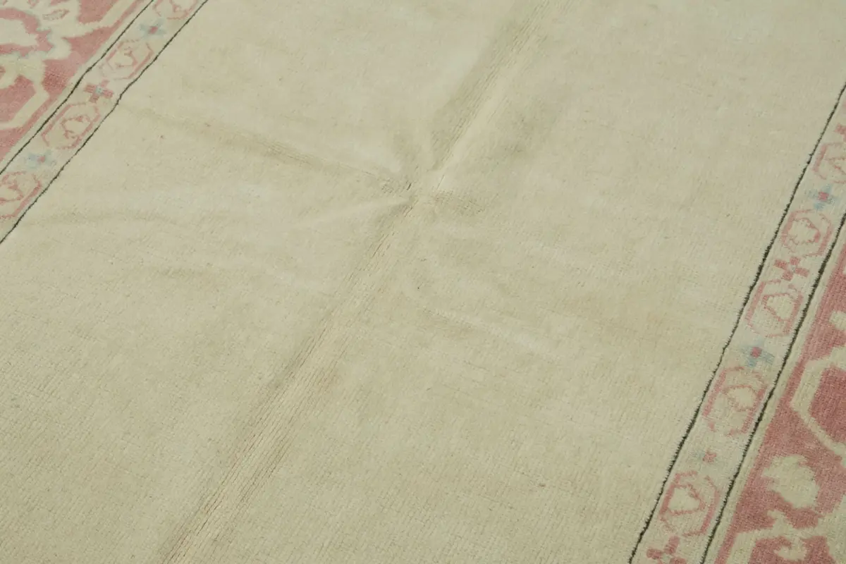 Anadolu Eskitme Bej Pamuk Üzerine Yün El Dokuma Halı-162x237 - Görsel 5