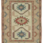 Anadolu Eskitme Bej Pamuk Üzerine Yün El Dokuma Halı-145x202