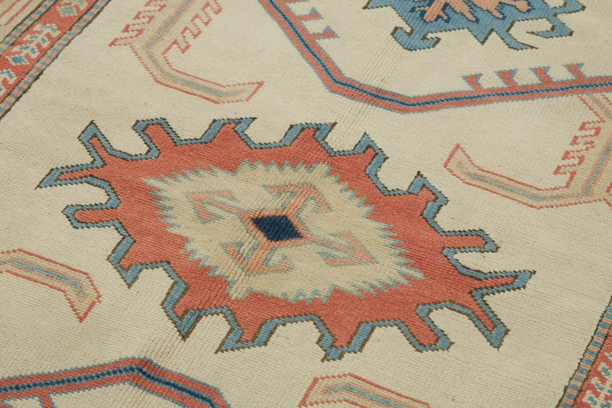 Anadolu Eskitme Bej Pamuk Üzerine Yün El Dokuma Halı-145x202 - Görsel 5