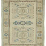 Anadolu Eskitme Bej Pamuk Üzerine Yün El Dokuma Halı-165x215