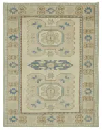 Anadolu Eskitme Bej Pamuk Üzerine Yün El Dokuma Halı-165x215