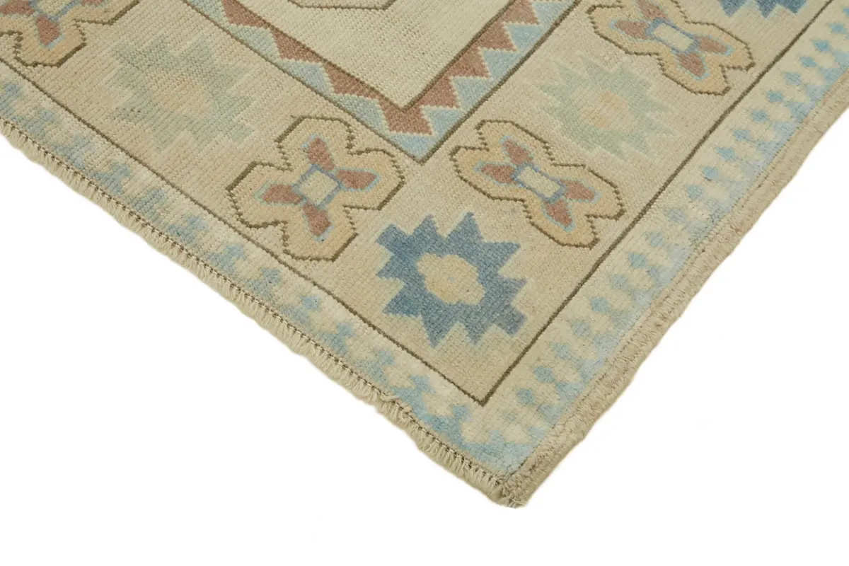 Anadolu Eskitme Bej Pamuk Üzerine Yün El Dokuma Halı-165x215 - Görsel 4