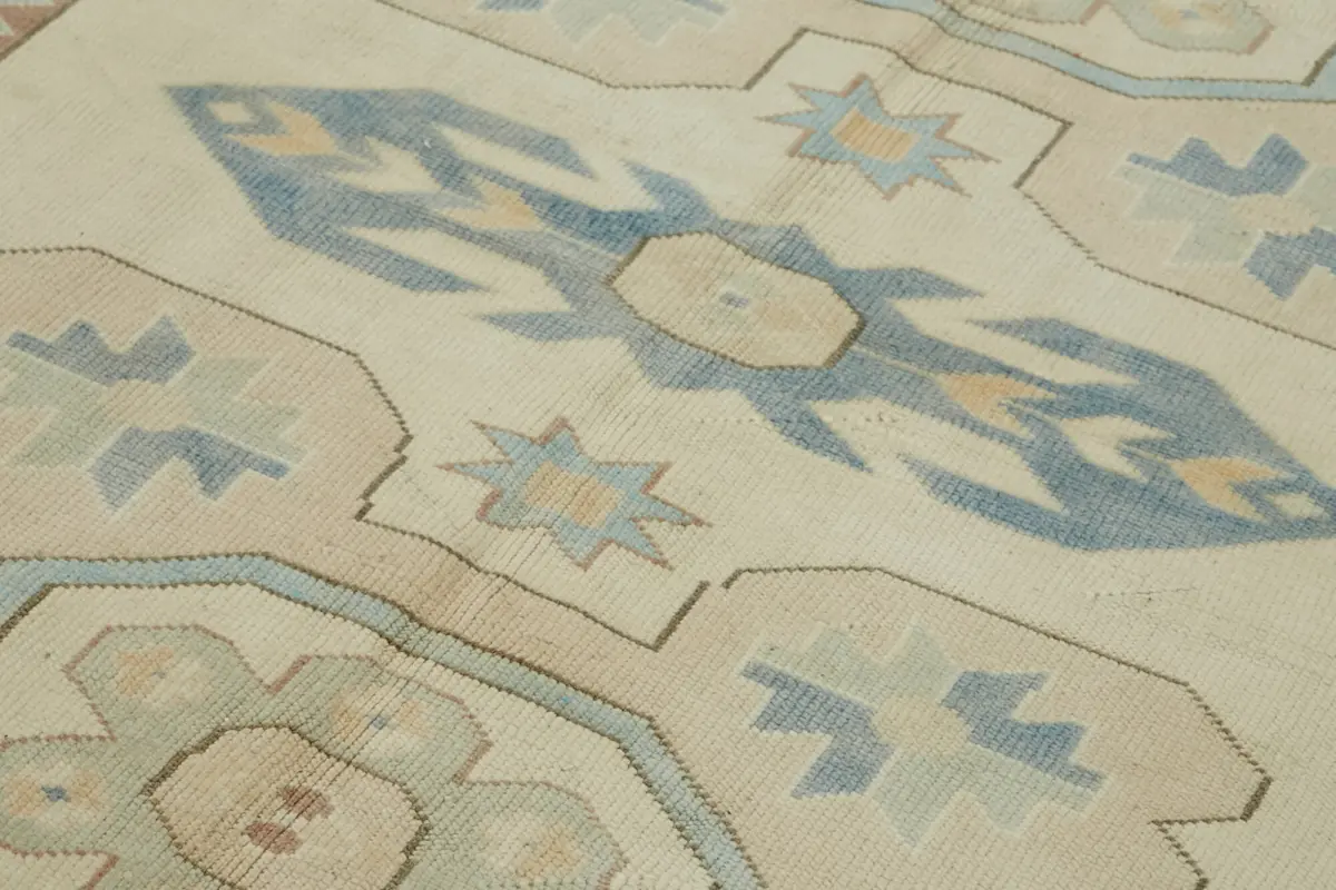 Anadolu Eskitme Bej Pamuk Üzerine Yün El Dokuma Halı-165x215 - Görsel 5