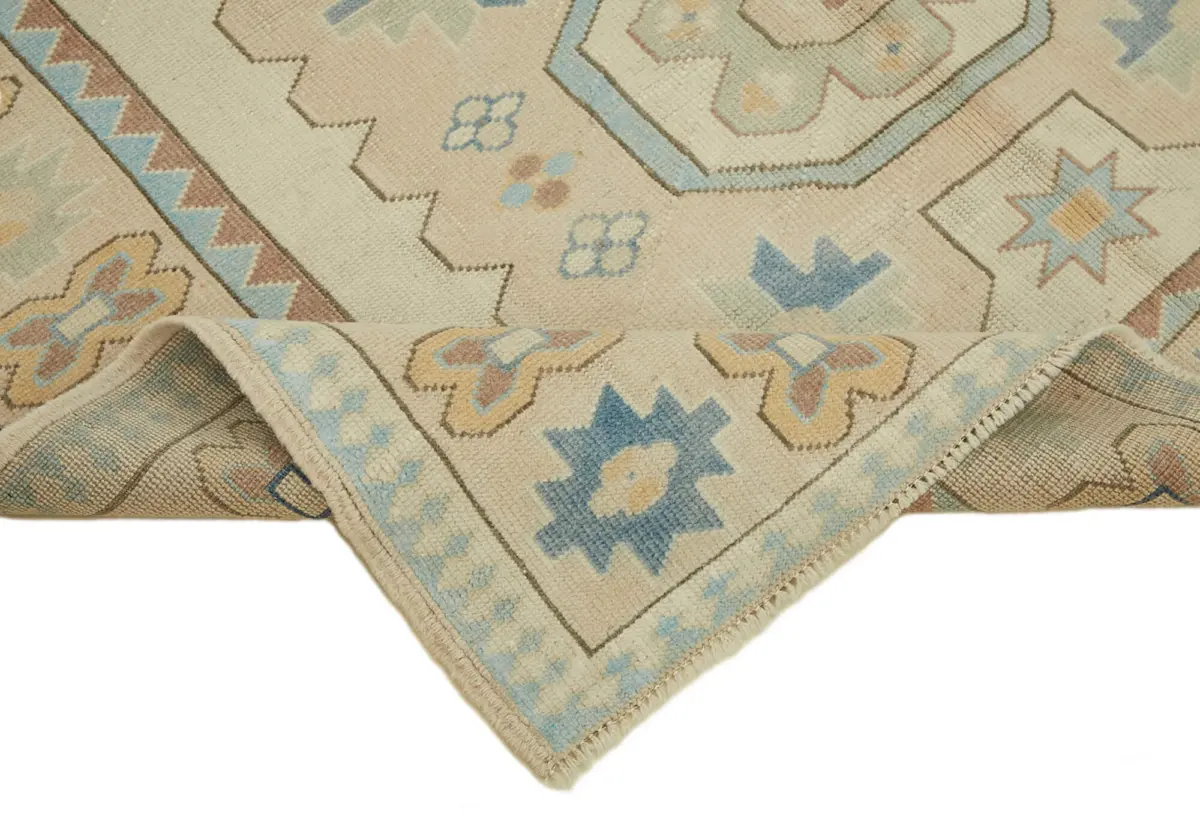 Anadolu Eskitme Bej Pamuk Üzerine Yün El Dokuma Halı-165x215 - Görsel 6