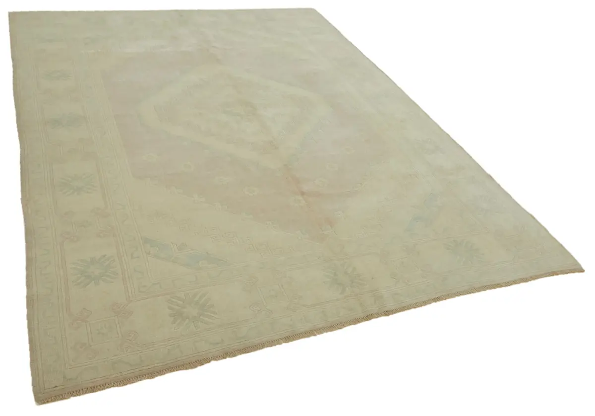 Anadolu Eskitme Bej Pamuk Üzerine Yün El Dokuma Halı-218x294 - Görsel 2