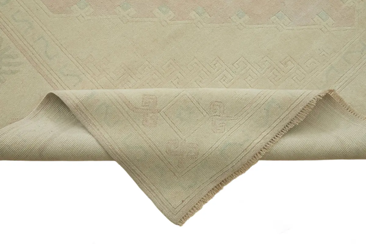 Anadolu Eskitme Bej Pamuk Üzerine Yün El Dokuma Halı-218x294 - Görsel 6