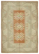 Anadolu Eskitme Bej Pamuk Üzerine Yün El Dokuma Halı-197x281