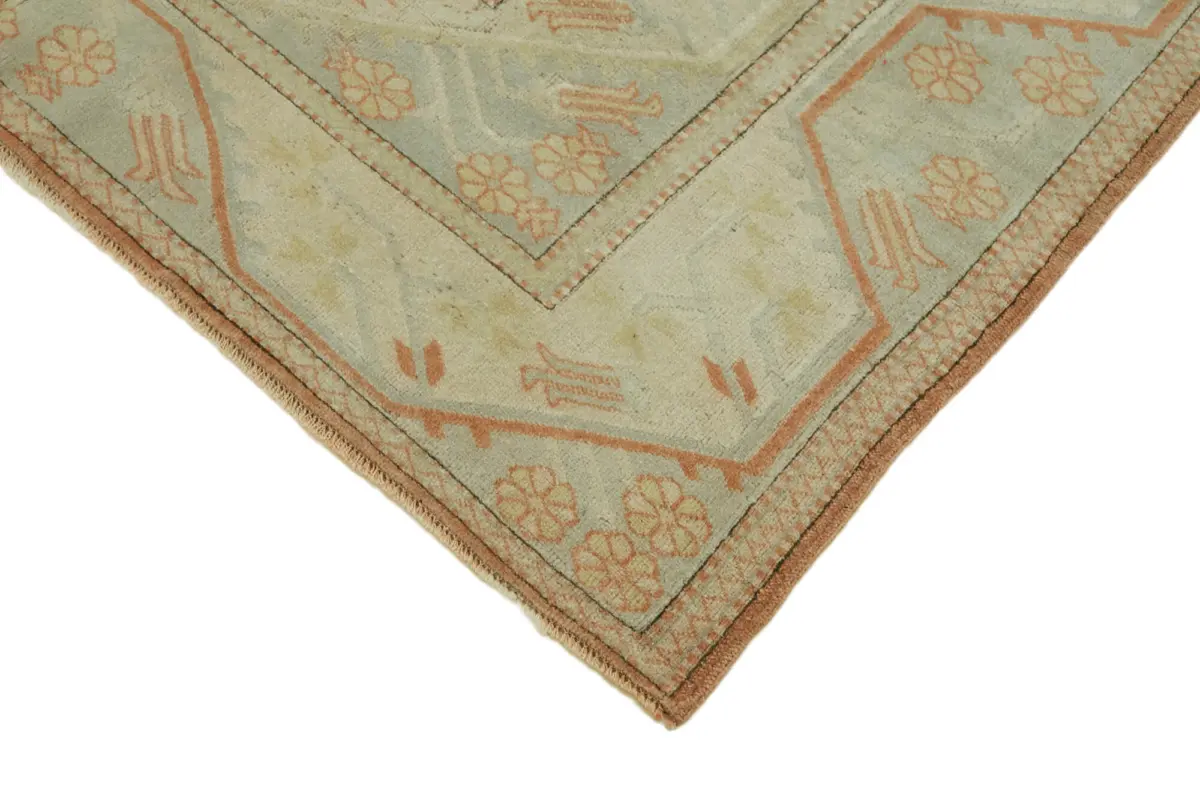 Anadolu Eskitme Bej Pamuk Üzerine Yün El Dokuma Halı-197x281 - Görsel 4