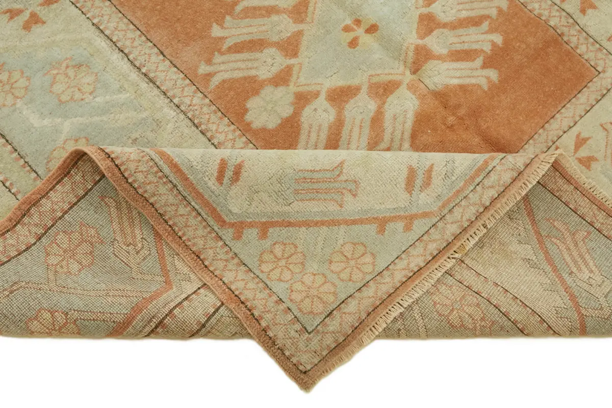 Anadolu Eskitme Bej Pamuk Üzerine Yün El Dokuma Halı-197x281 - Görsel 6