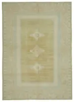 Anadolu Eskitme Bej Pamuk Üzerine Yün El Dokuma Halı-201x283