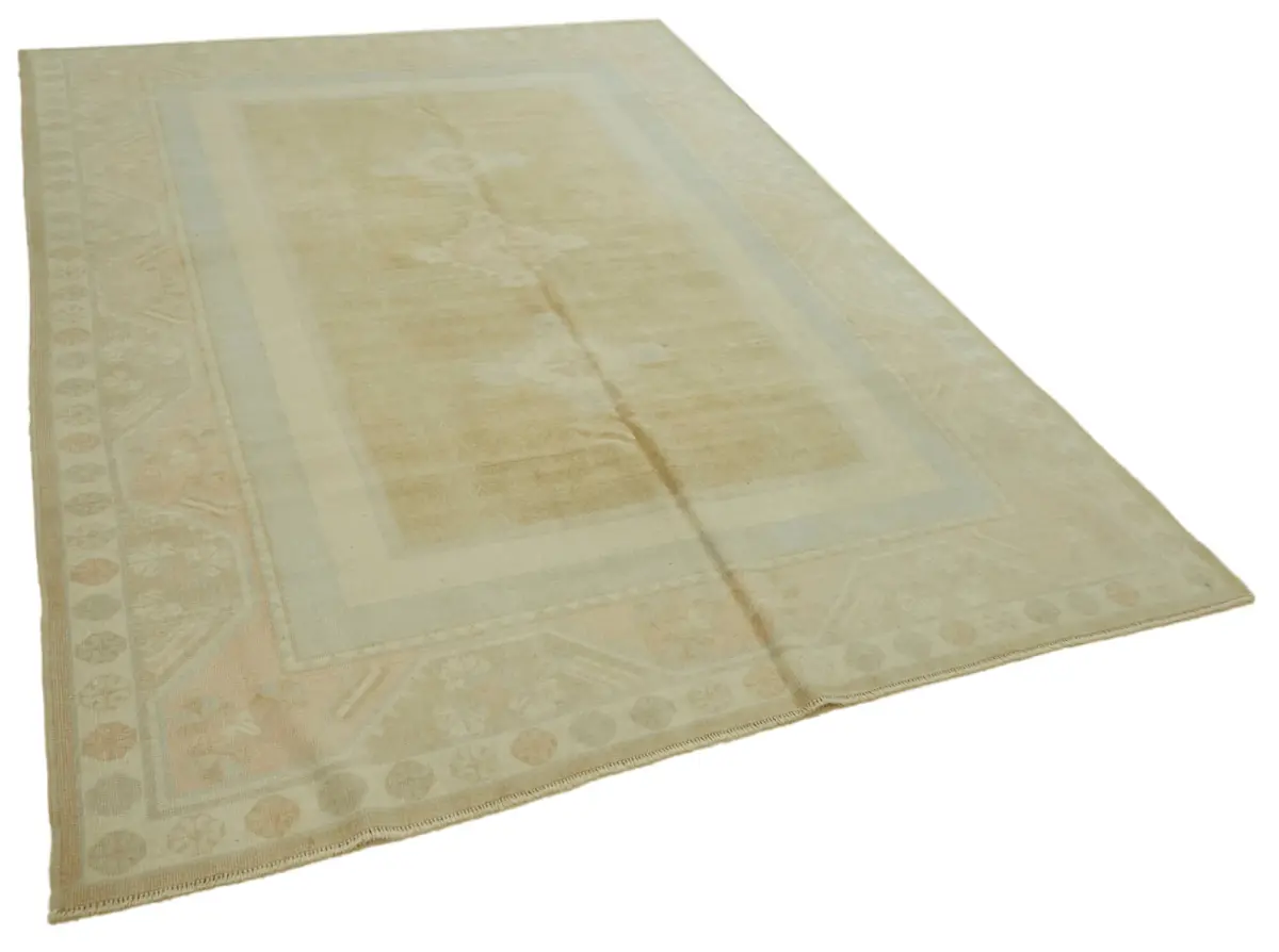 Anadolu Eskitme Bej Pamuk Üzerine Yün El Dokuma Halı-201x283 - Görsel 2