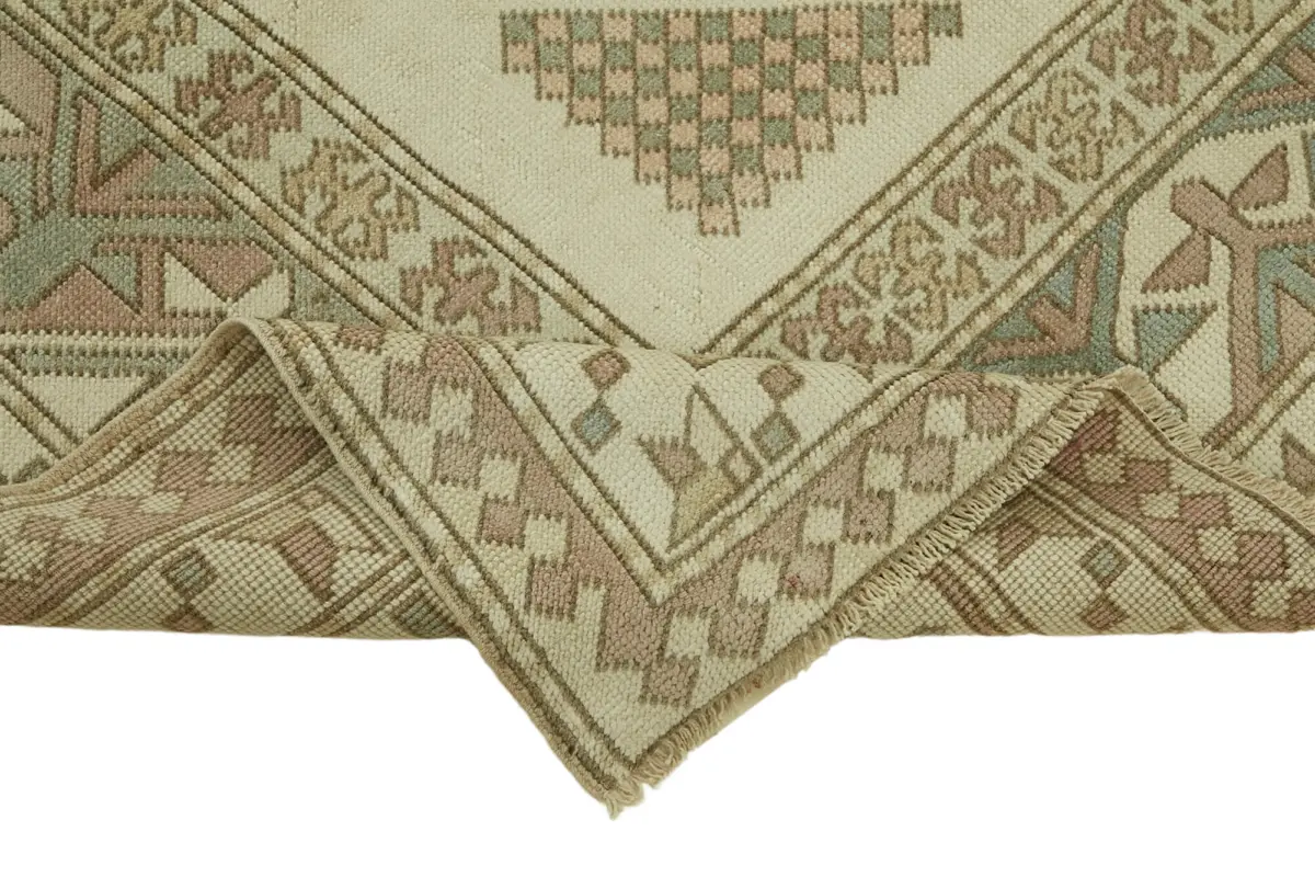 Anadolu Eskitme Bej Pamuk Üzerine Yün El Dokuma Halı-225x285 - Görsel 6