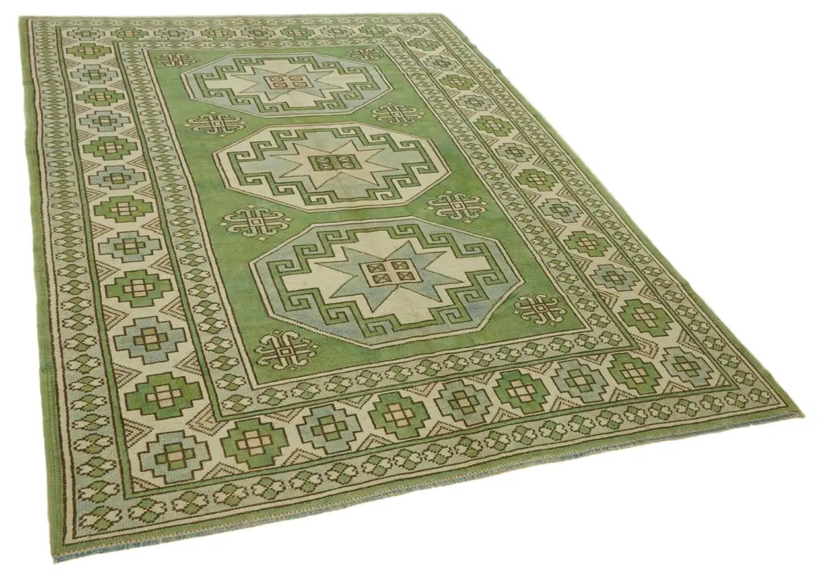 Anadolu Eskitme Bej Pamuk Üzerine Yün El Dokuma Halı-187x253 - Görsel 2