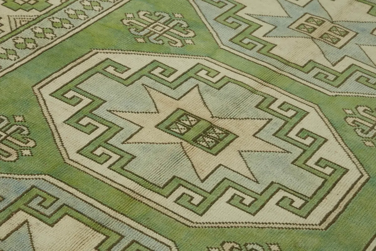 Anadolu Eskitme Bej Pamuk Üzerine Yün El Dokuma Halı-187x253 - Görsel 5