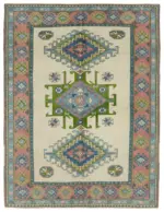 Anadolu Eskitme Bej Pamuk Üzerine Yün El Dokuma Halı-211x274