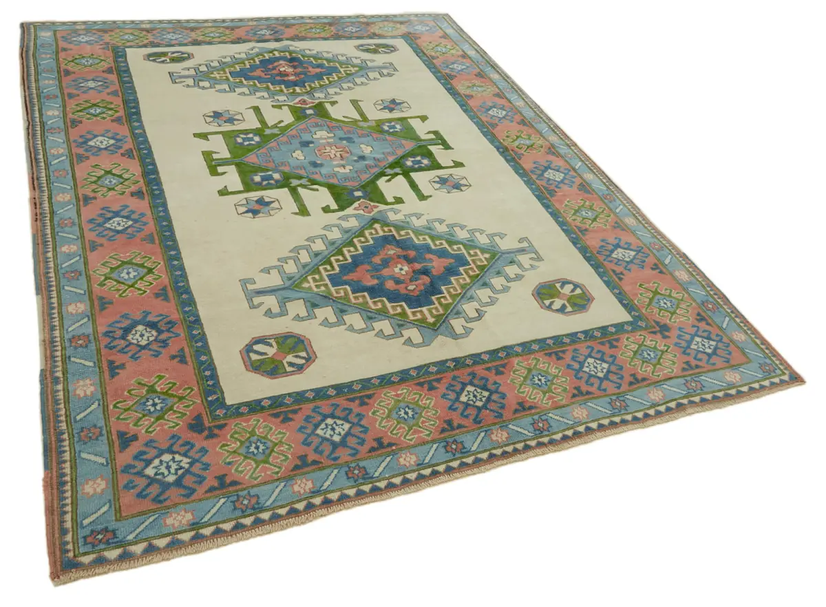 Anadolu Eskitme Bej Pamuk Üzerine Yün El Dokuma Halı-211x274 - Görsel 2