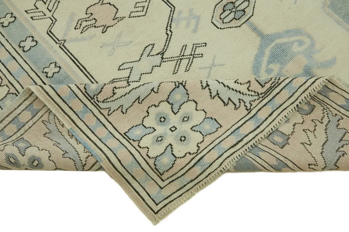 Anadolu Eskitme Bej Pamuk Üzerine Yün El Dokuma Halı-163x230 - Görsel 6