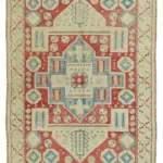 Anadolu Eskitme Bej Pamuk Üzerine Yün El Dokuma Halı-139x217