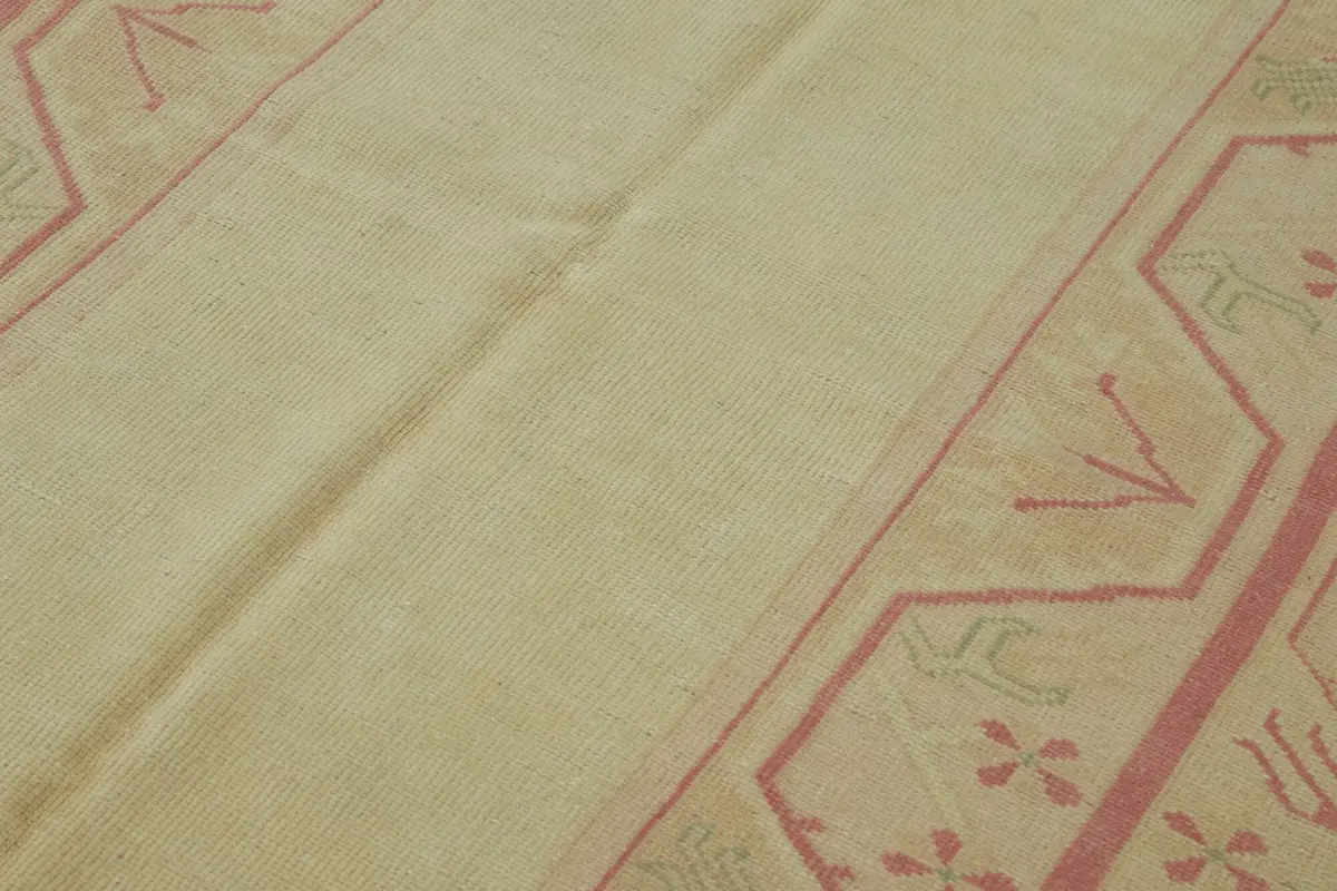 Anadolu Eskitme Bej Pamuk Üzerine Yün El Dokuma Halı-140x200 - Görsel 5