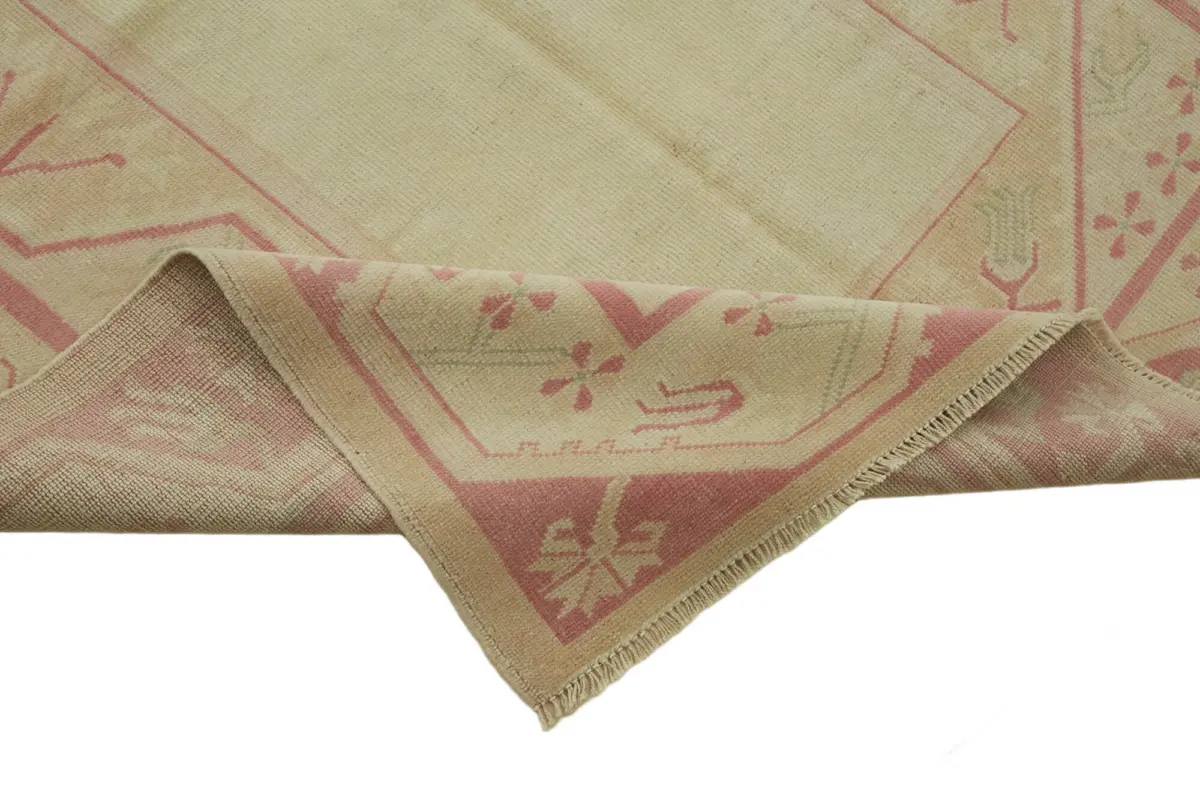 Anadolu Eskitme Bej Pamuk Üzerine Yün El Dokuma Halı-140x200 - Görsel 6