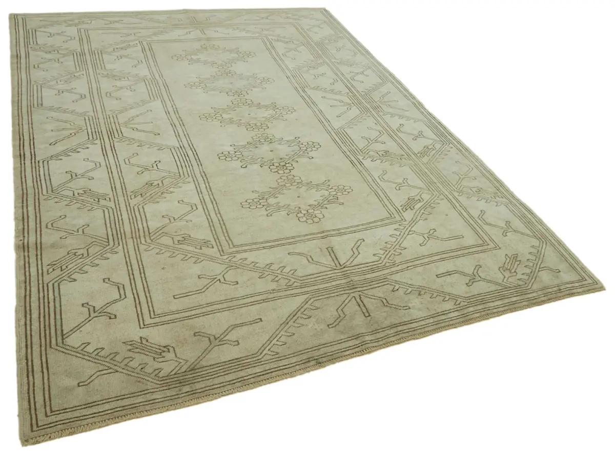 Anadolu Eskitme Bej Pamuk Üzerine Yün El Dokuma Halı-200x290 - Görsel 2