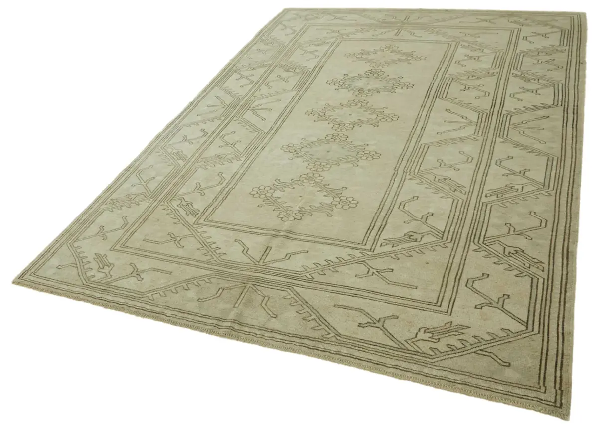 Anadolu Eskitme Bej Pamuk Üzerine Yün El Dokuma Halı-200x290 - Görsel 3