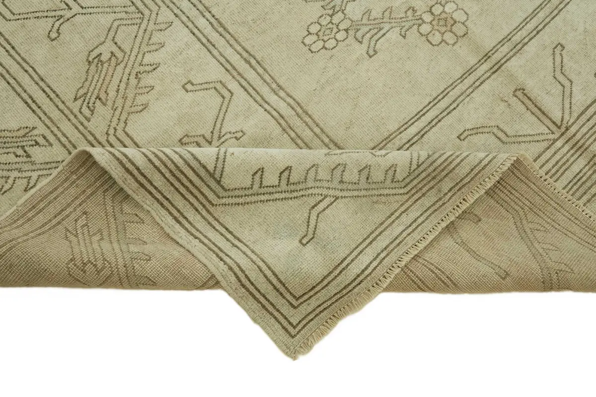 Anadolu Eskitme Bej Pamuk Üzerine Yün El Dokuma Halı-200x290 - Görsel 6