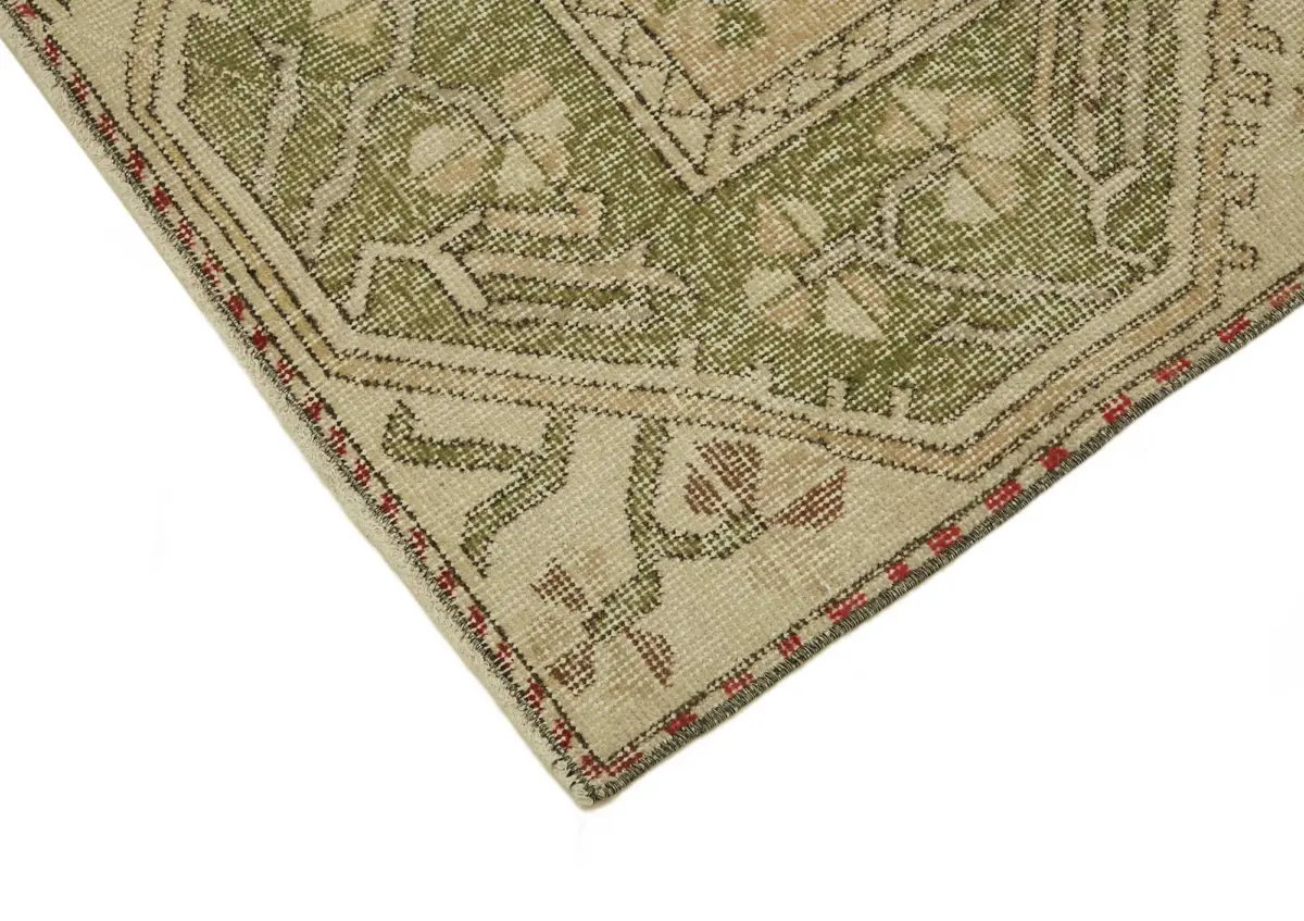 Anadolu Eskitme Bej Pamuk Üzerine Yün El Dokuma Halı-152x300 - Görsel 4