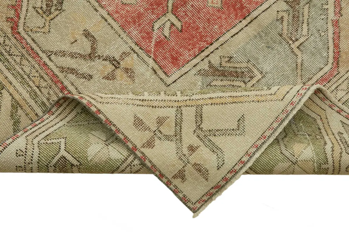 Anadolu Eskitme Bej Pamuk Üzerine Yün El Dokuma Halı-152x300 - Görsel 6