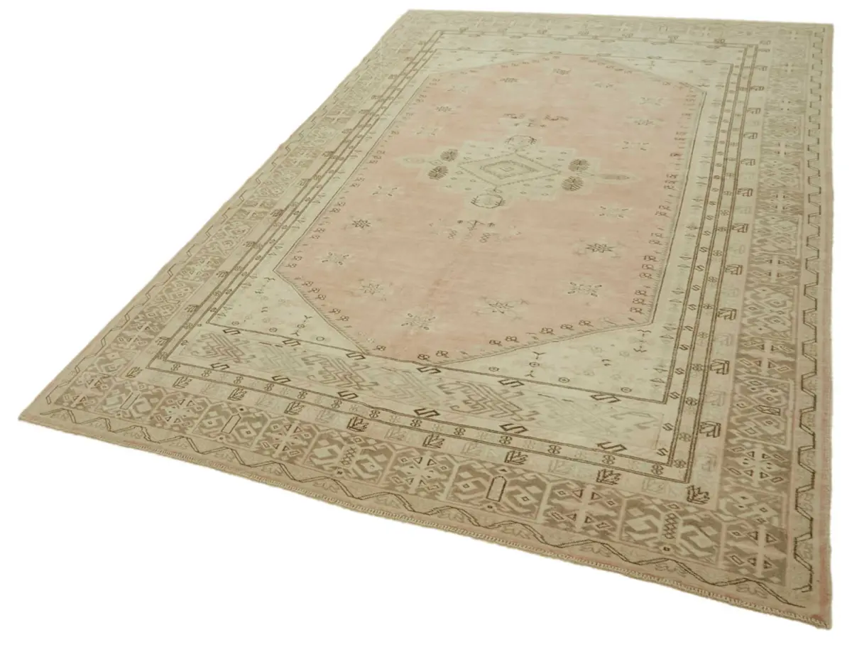 Anadolu Eskitme Bej Pamuk Üzerine Yün El Dokuma Halı-195x297 - Görsel 3