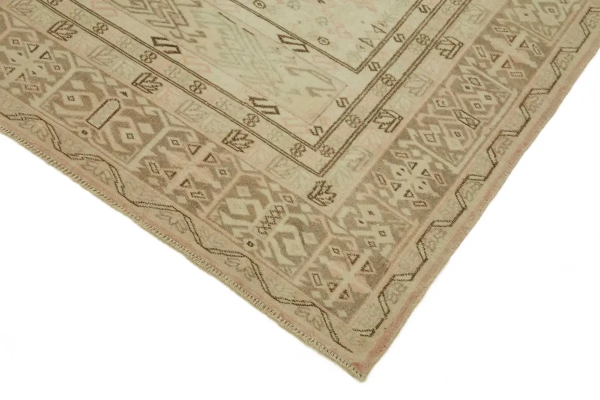 Anadolu Eskitme Bej Pamuk Üzerine Yün El Dokuma Halı-195x297 - Görsel 4