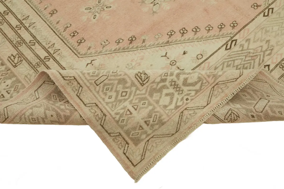 Anadolu Eskitme Bej Pamuk Üzerine Yün El Dokuma Halı-195x297 - Görsel 6