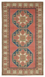 Anadolu Eskitme Bej Pamuk Üzerine Yün El Dokuma Halı-143x239