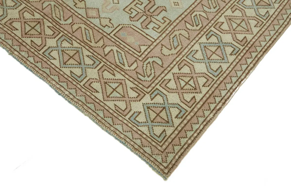 Anadolu Eskitme Bej Pamuk Üzerine Yün El Dokuma Halı-145x233 - Görsel 4