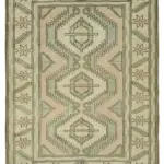 Anadolu Eskitme Bej Pamuk Üzerine Yün El Dokuma Halı-183x240