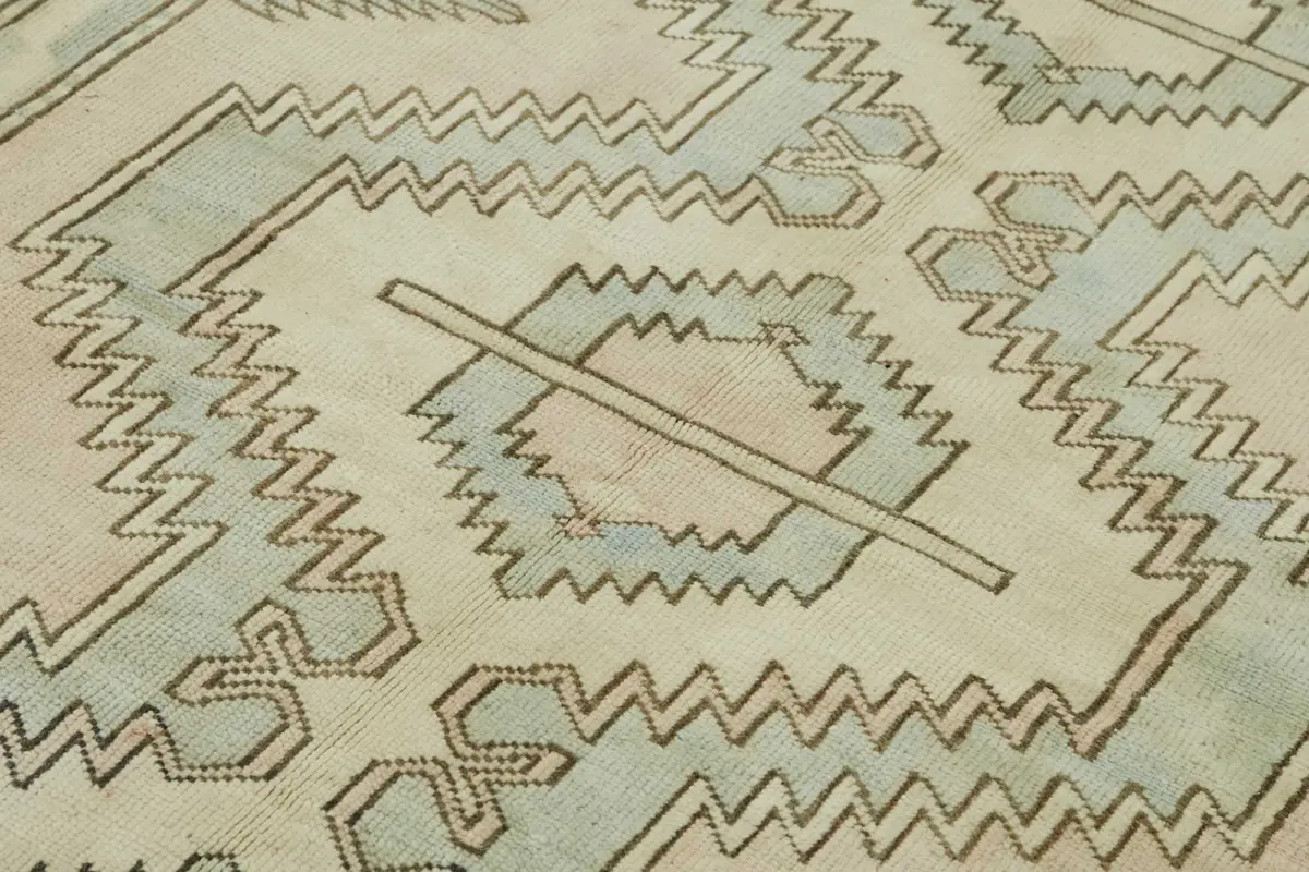 Anadolu Eskitme Bej Pamuk Üzerine Yün El Dokuma Halı-183x240 - Görsel 5