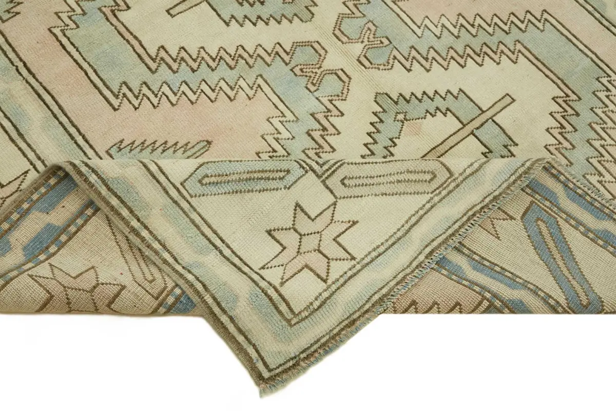 Anadolu Eskitme Bej Pamuk Üzerine Yün El Dokuma Halı-183x240 - Görsel 6