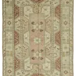 Anadolu Eskitme Bej Pamuk Üzerine Yün El Dokuma Halı-196x285