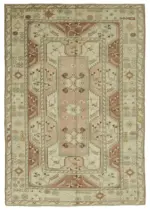 Anadolu Eskitme Bej Pamuk Üzerine Yün El Dokuma Halı-196x285